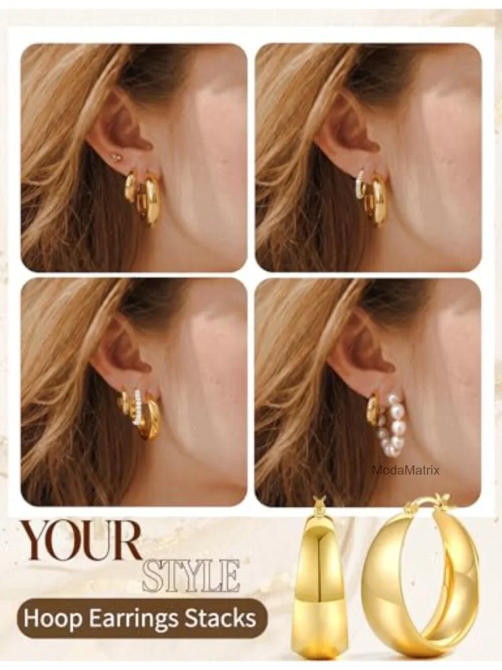 42 Pairs Gold Hoop Earrings Set Hypoallergenic Multipack Small to Chunky Hoops